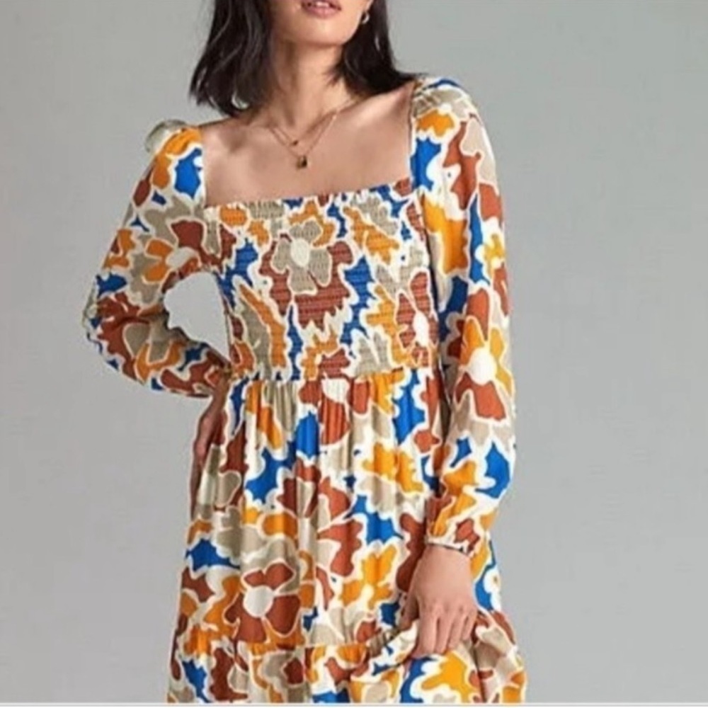 Anthropologie Dolan Left Coast Floral Smocked Midi Dress Size XL ✨Sold Out✨ - Picture 3 of 4